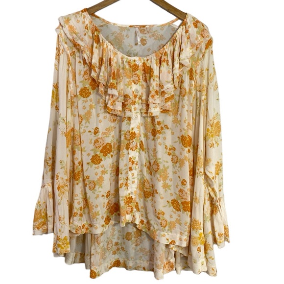 Free People Loretta Printed Tunic Top Tea Combo Size XS - Picture 4 of 6